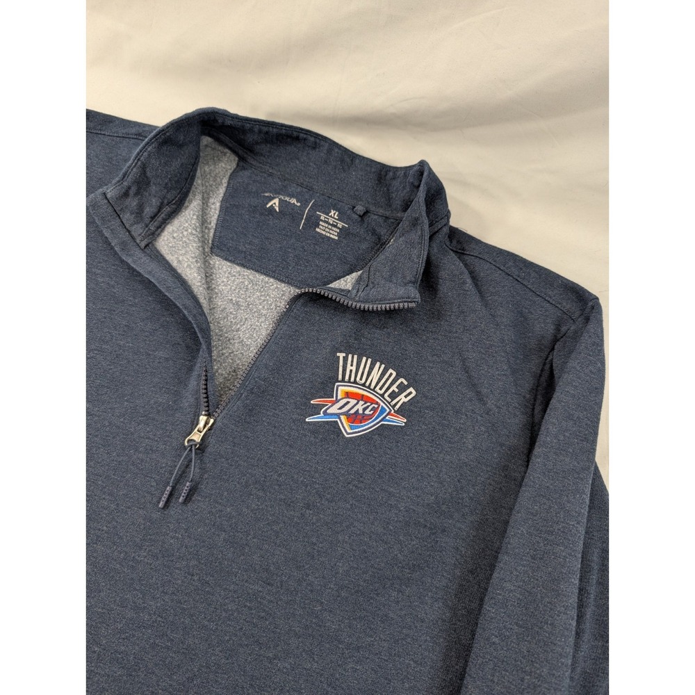 Antigua Oklahoma City‎ Thunder Quarter Zip Pullover  XL Blue Sweater Embroidered